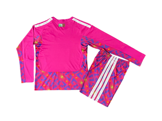 Youth Mexico Pink Long Sleeve Goalkeeper Jersey & Shorts Kids Kits