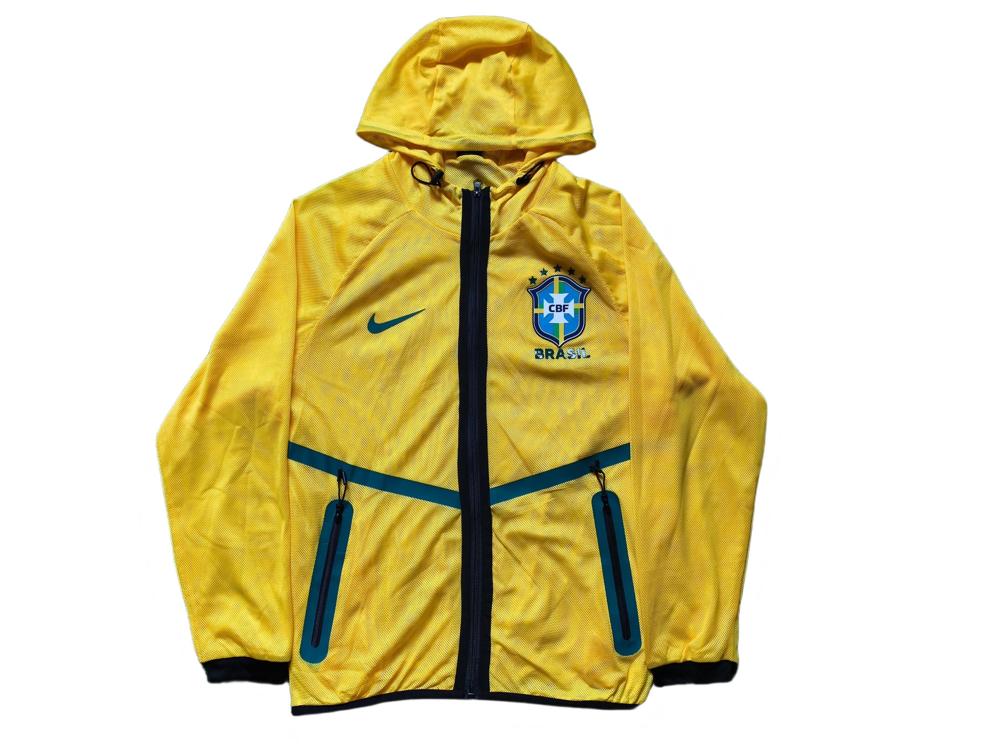 Brazil 2026 Mesh Full-Zip Hooded Jacket Gold