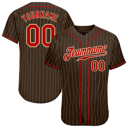 Custom Baseball Jersey Personalized Brown Pinstripe Stitched