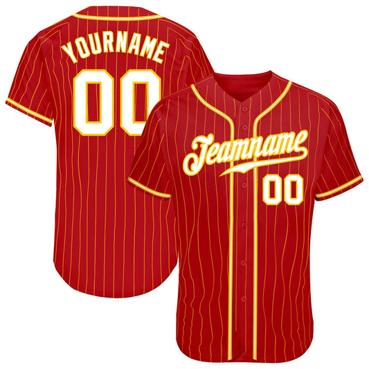 Custom Baseball Jersey Personalized Red Pinstripe Stitched