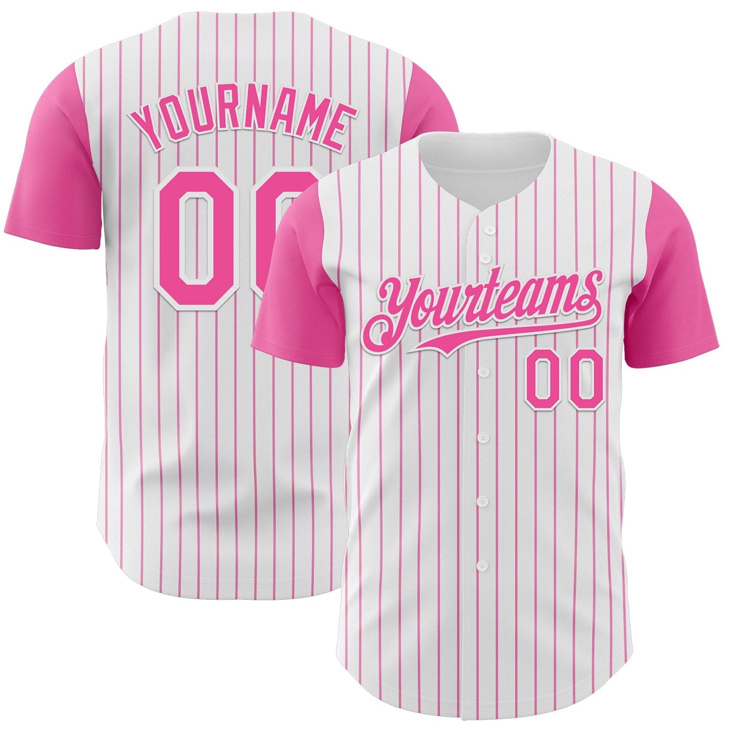 Custom Baseball Jersey White Pink Pinstripe