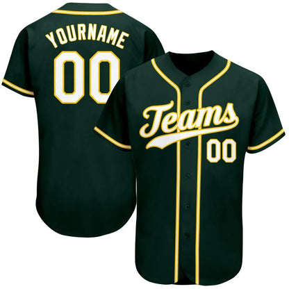 Custom Baseball Stitched Jersey Personalized Green Yellow