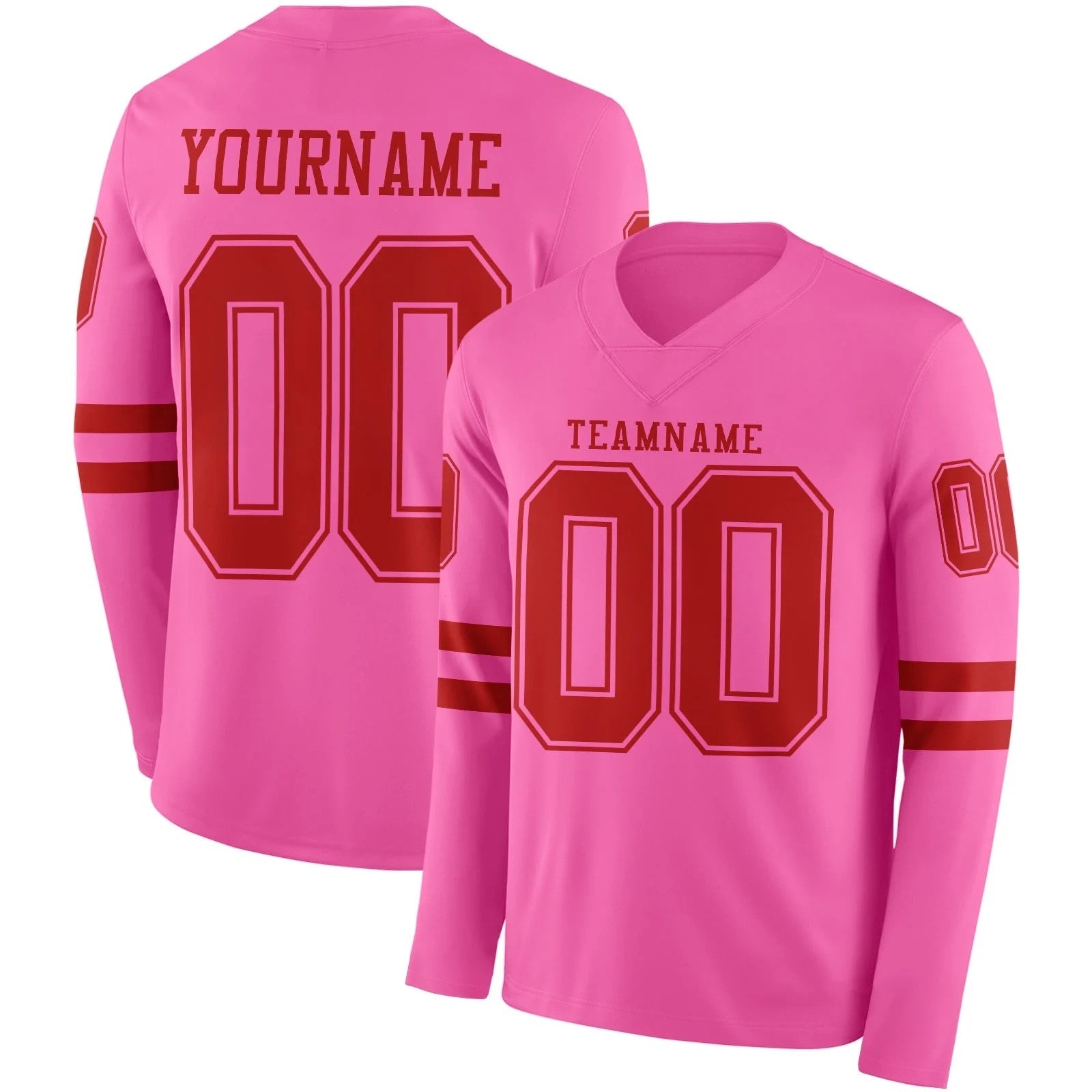 Custom Football Jersey Personalized Pink Red Stitched
