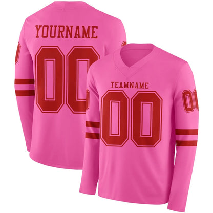 Custom Football Jersey Personalized Pink Red Stitched