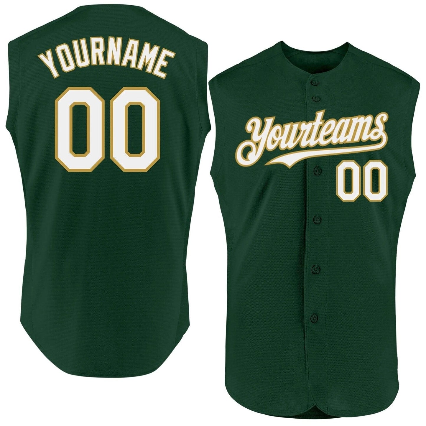 Custom Baseball Stitched Jersey Sleeveless Personalized Green
