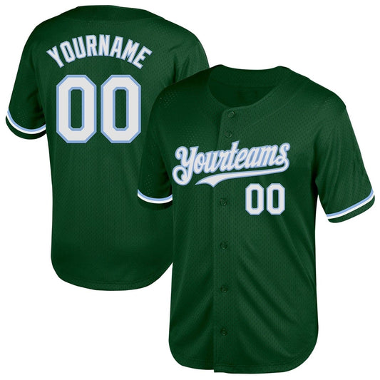 Custom Baseball Stitched Mesh Jersey Green