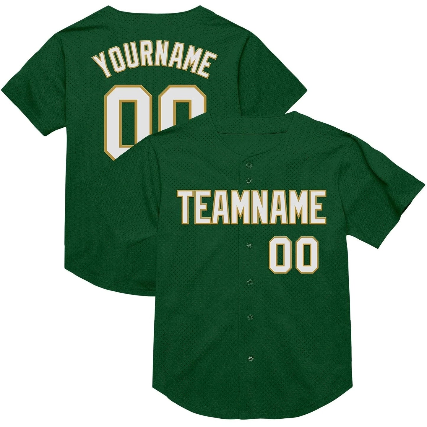 Custom Baseball Stitched Mesh Jersey Personalized Green