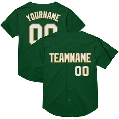 Custom Baseball Stitched Mesh Jersey Personalized Green