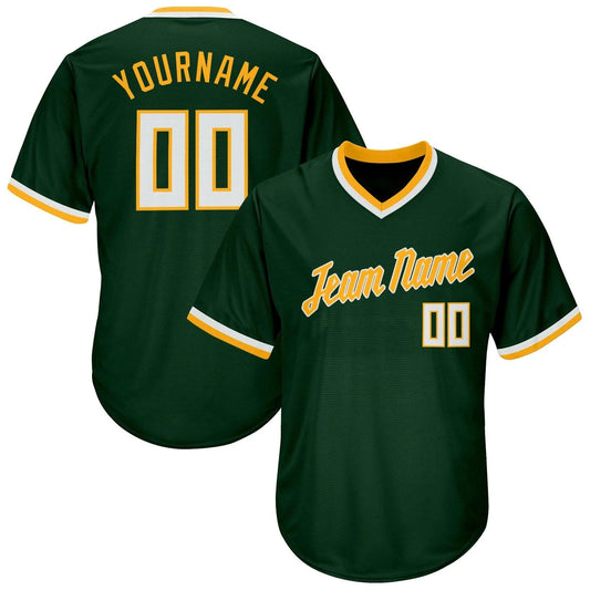 Custom Baseball Stitched Pullover Jersey Personalized Green