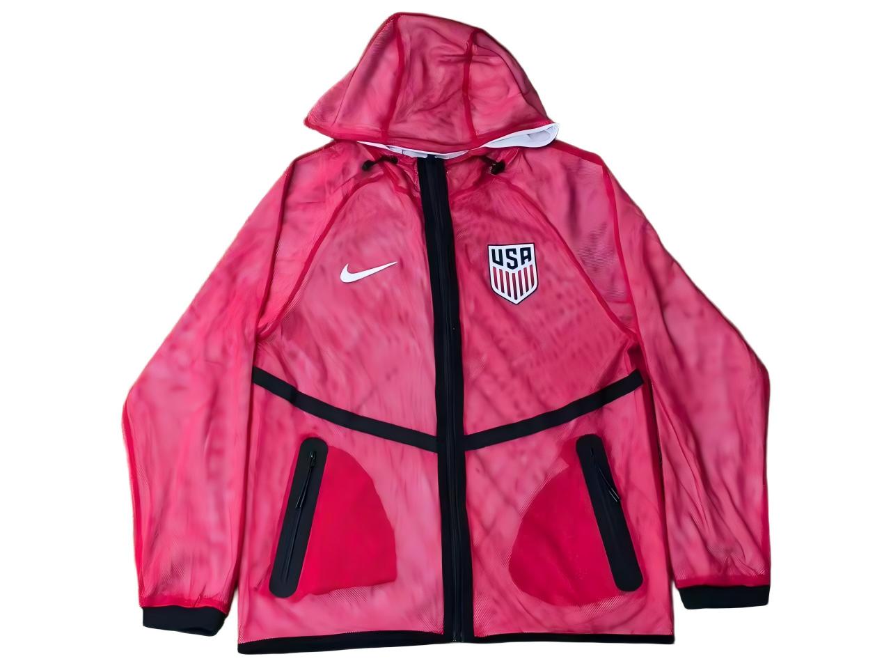 USA 2026 Mesh Full-Zip Hooded Jacket Red