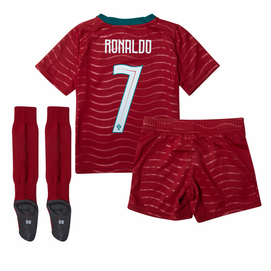 Youth Portugal Home Ronaldo 7 Jersey & Shorts & Socks Kids Kits