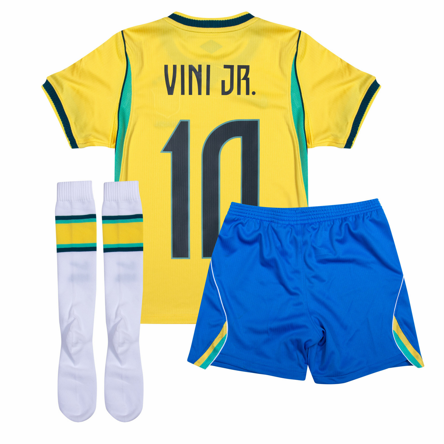 Youth Brazil Home Vini Jr. 10 Jersey & Shorts & Socks Kids Kits