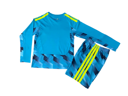 Youth Spain Blue Long Sleeve Goalkeeper Jersey & Shorts Kids Kits